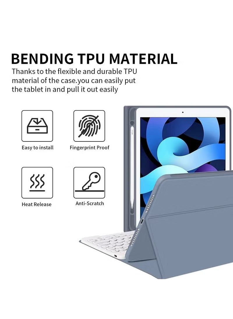 Generic - 2021 iPad 10.2-inch iPad 9 8 7th Generation/Air 3 Pro 10.5-inch Keyboard Case with Touchpad Cute Round Keys Colorful Keyboard iPad 9 8 7 Detachable Touch Keyboard Case with Mouse iPad 10.2/10.5 Inch (Black) - Image 1