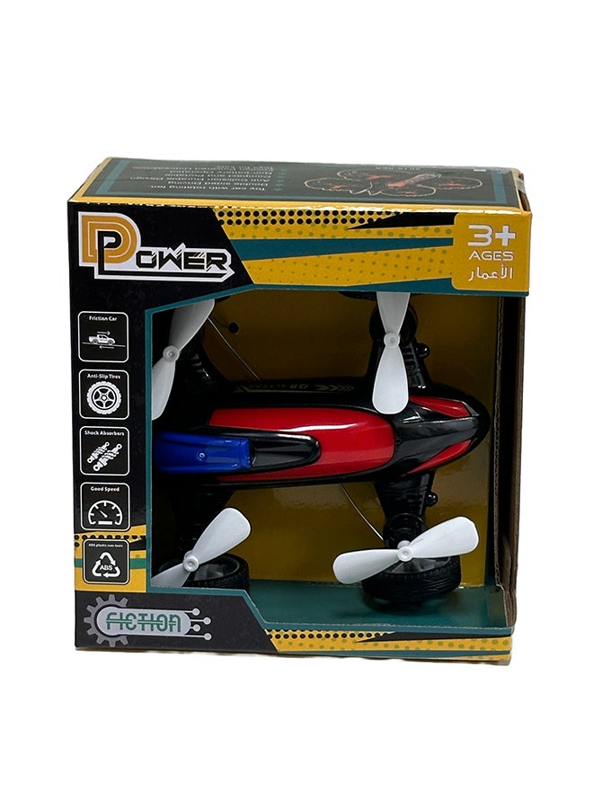 D-Power - Friction-Powered Fly Car with Rotating Propellers - White | Fun, Battery-Free Toy for Kids | Age 3+ - Image 1