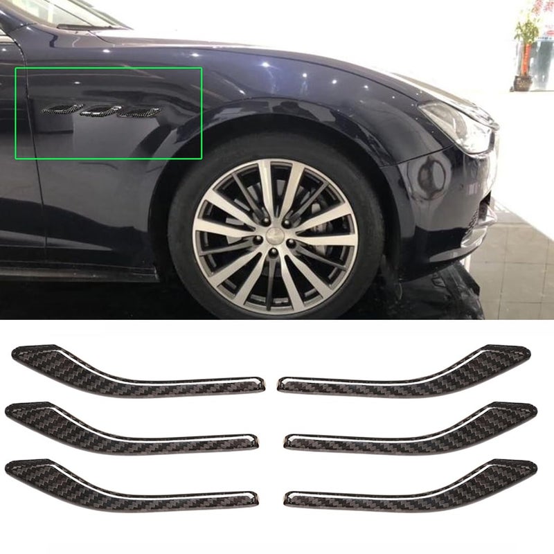 YOCTM Black Carbon Fiber Texture Side Air Vent Fender Cover Trim Compatible with Maserati Ghibli 2014 2015 2016 2017 2018 2019 2020 2021 (6PCS/ Pack)
