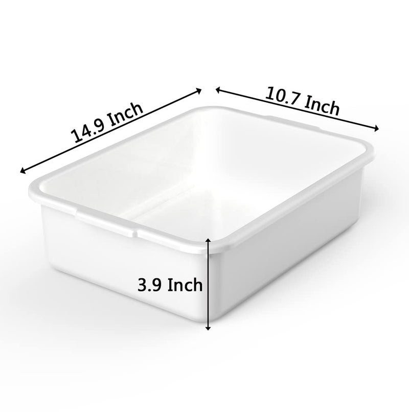 WYT 5-Pack Commercial Bus Tubs Box/Tote Box, White Plastic Storage Bin with Handles/Wash Basin Tub (8 Liter) - Image 2