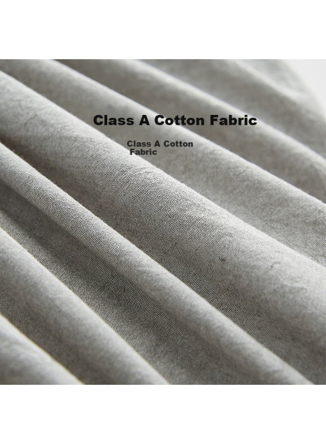 Mlily Cotton Fitted Sheet, 100% Class A Xinjiang Cotton, Quilted Fitted Sheet, Mattress Protector Cover, Single Piece, Gray, 1.5m - Image 1