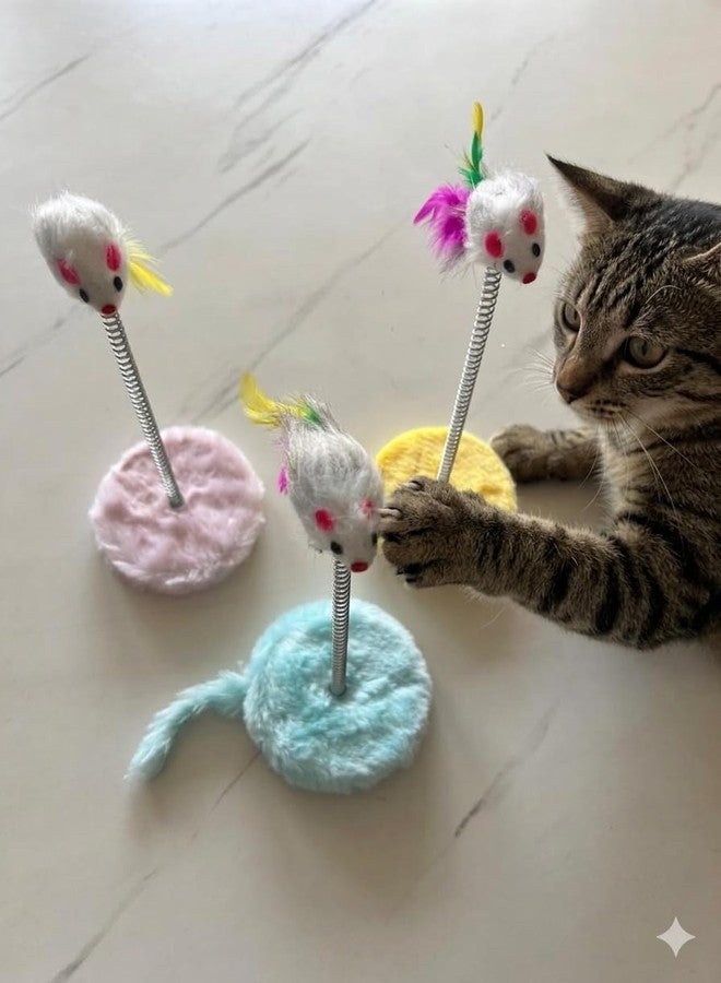 KTOO Interactive Cat Spring Toy with Colorful Feathers & Plush Base, Bouncing Teaser Toy for Indoor Cats & Kittens, Fun Exercise Hunting Training for Active Play, Stress Relief & Entertainment - Image 5