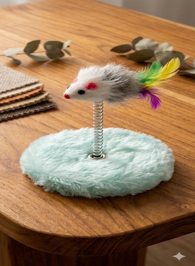 KTOO Interactive Cat Spring Toy with Colorful Feathers & Plush Base, Bouncing Teaser Toy for Indoor Cats & Kittens, Fun Exercise Hunting Training for Active Play, Stress Relief & Entertainment - Image 3