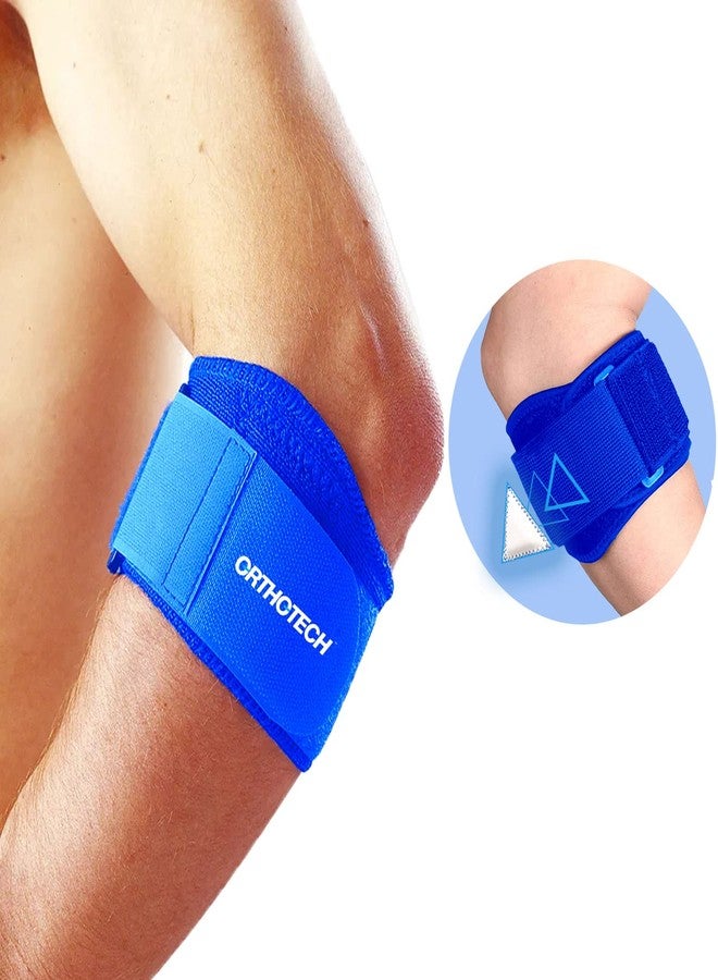 Orthotech Tennis Elbow Support Breathable Adjustable Tennis Golfers for Men brace for pain workout gym Great for Sprained Elbows (Pack of 1, Blue) - Image 1