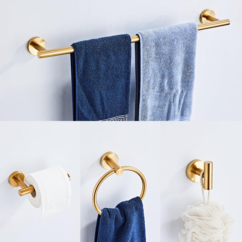 KUUBTH Brushed Gold Bathroom Hardware Set 5 Piece with Towel Racks for Bathroom  SUS304 Stainless Steel Bath Towel Bar Set  24 Inch Wall Mounted Accessories Kit - Image 2