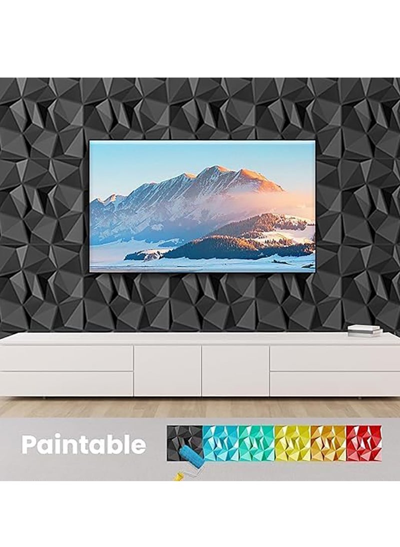 12 قطعة من لوحات الحائط ثلاثية الأبعاد، 19.7 × 19.7 بوصة، ألواح حائط PVC منقوشة بالألماس مقاومة للماء، ورق حائط ذاتي اللصق قابل للإزالة، بلاط حائط داخلي حديث  (أسود) - Image 3