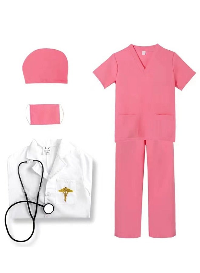 6 Pcs Doctor Costume Set Cosplay Costume Sets for Kids Pink  - Image 2