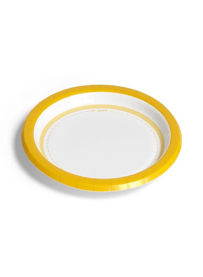 Perk Everyday Paper Plates, 6" Dia, White/yellow, 125/pack - Image 3