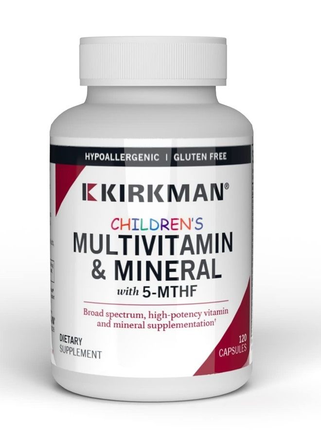 Kirkman Children's Multivitamin & Mineral - 120 Capsules - With 5-MTHF - Potent Broad Spectrum Vitamin/Mineral Supplement - Hypoallergenic - Image 1