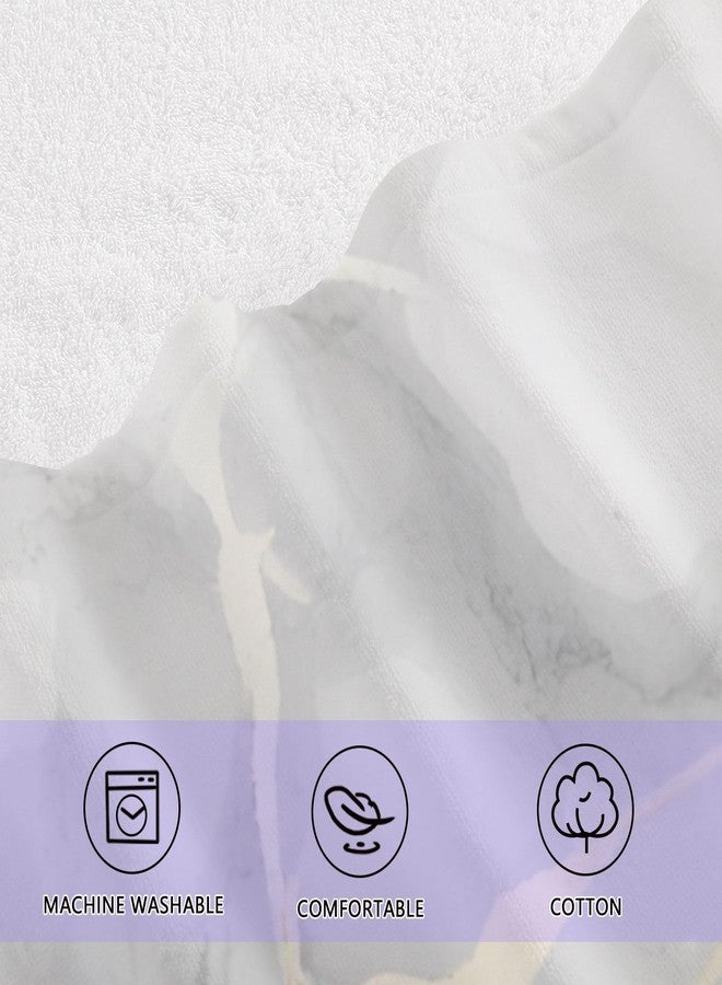 Kigai 2 Piece Towel Set, Cotton Soft Absorbent Bath Towels 27x54 Inch, White Gold Marble Washcloth Hand Towels 12x12 Inch - Image 4