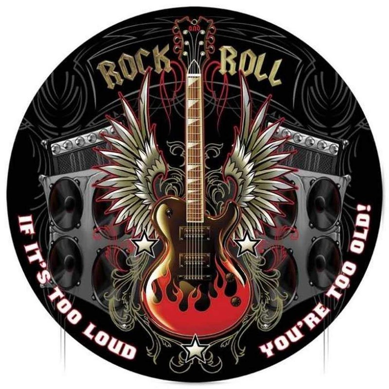 Ylens Rock and Roll Round Retro Vintage Bar Metal Tin Sign Poster Style Wall Art Pub bar Decor 12 x 12 Inches - Image 3