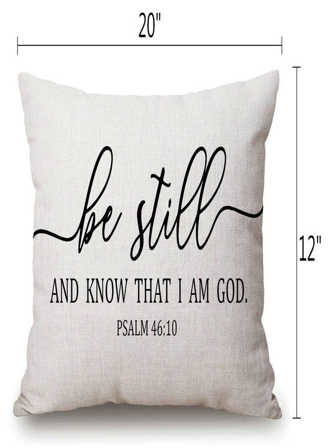Solekla Be Still and Know That I Am God - Psalm 46:10 - Bible Verse Lumbar Throw Pillow Cover 12x20 Inch Decorative Bedroom Living Room Rectanglar Cushion Case for Bed Sofa Couch - Image 2