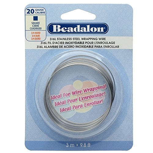 Beadalon Square Wire 316L Stainless Steel 20 Gauge, 3-Meter - Image 1