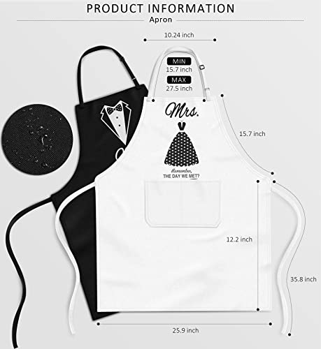 CITTA Wedding Gifts Engagement Gifts for Couples Mr and Mrs Aprons for Couples Gifts, Bridal Shower Gift Anniversary Christmas Gifts for Couple Mr and Mrs Gifts, 2 Pack Apron Gift Set - Image 3