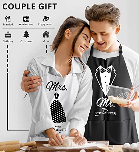 CITTA Wedding Gifts Engagement Gifts for Couples Mr and Mrs Aprons for Couples Gifts, Bridal Shower Gift Anniversary Christmas Gifts for Couple Mr and Mrs Gifts, 2 Pack Apron Gift Set - Image 5