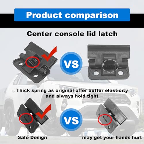 CmeRto Black Center Console Armrest Lid Latch Lock Compatible with 2010-2019 and 1984-1989 Toyota 4Runner, 2006-2012 and 2014-2016 RAV4, 2007-2016 Yaris 58908-12080 - Image 4