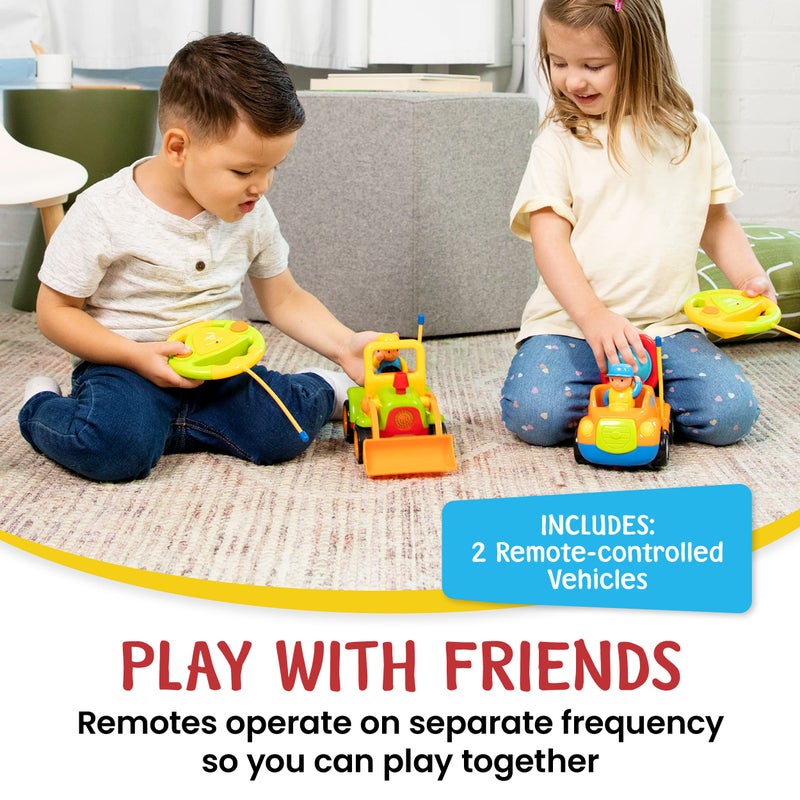 Prextex 2Pk Remote Control Cars For 3-5 Year Old Boys - Truck & Tractor Toddler Toys - Image 4