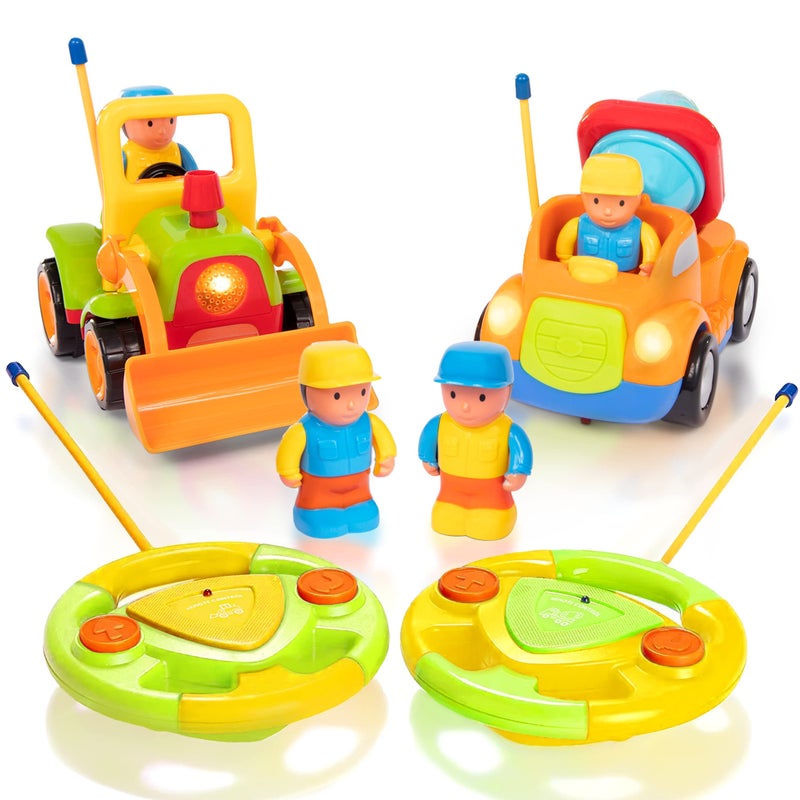Prextex 2Pk Remote Control Cars For 3-5 Year Old Boys - Truck & Tractor Toddler Toys - Image 1