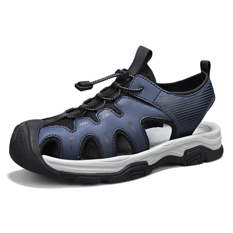 Escape Leopard 2024 Summer Baotou Sandals Microfiber Simple All-match Outdoor Beach Shoes Lightweight Platform Casual Men's Shoes - Image 2