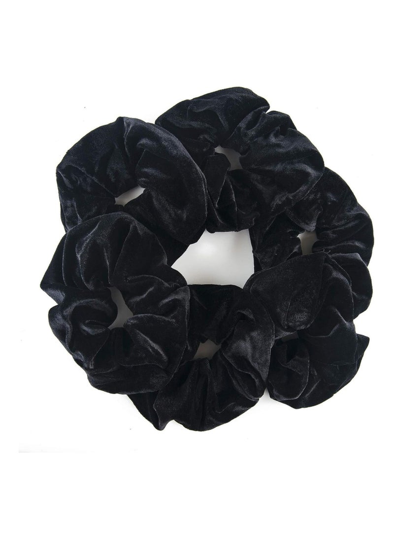 STAR BEJA 6 Pack Black Big Hair Scrunchies Velvet Scrunchy Hair Elastic Large Hair Bobble Soft Hair Ties - Image 1