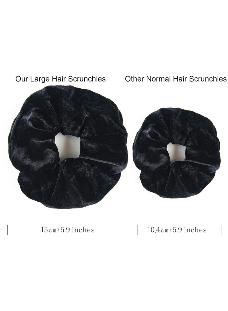 STAR BEJA 6 Pack Black Big Hair Scrunchies Velvet Scrunchy Hair Elastic Large Hair Bobble Soft Hair Ties - Image 3