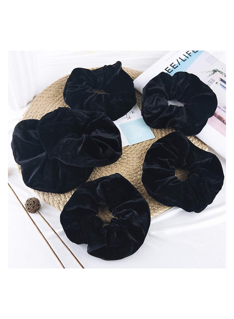 STAR BEJA 6 Pack Black Big Hair Scrunchies Velvet Scrunchy Hair Elastic Large Hair Bobble Soft Hair Ties - Image 4