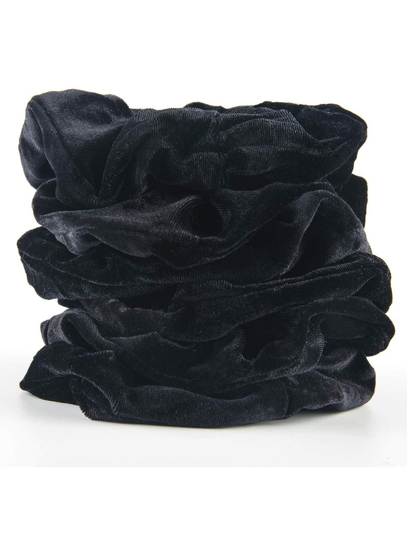 STAR BEJA 6 Pack Black Big Hair Scrunchies Velvet Scrunchy Hair Elastic Large Hair Bobble Soft Hair Ties - Image 5
