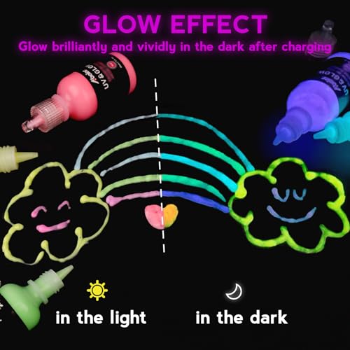 ABEIER Glow in the Dark Paint, 12 Colors (30ml/1oz) Blacklight Acrylic, Neon Craft, Long Lasting Glow Fluorescent Ideal for DIY Projects, Halloween, Easter, Christmas Decorations - Image 4