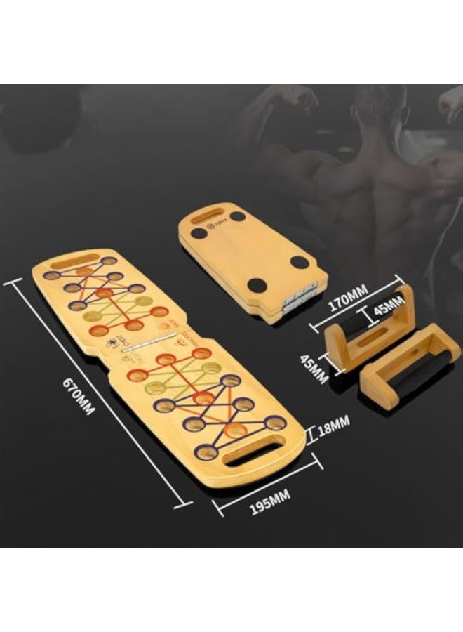 Arabest Wooden Portable Push up board, foldable fitness strength training pushup stand with solid bar grips, 2 handles for floor, professional push up training equipment for man and women - Image 2