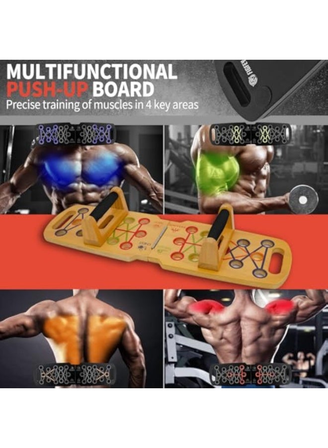 Arabest Wooden Portable Push up board, foldable fitness strength training pushup stand with solid bar grips, 2 handles for floor, professional push up training equipment for man and women - Image 5