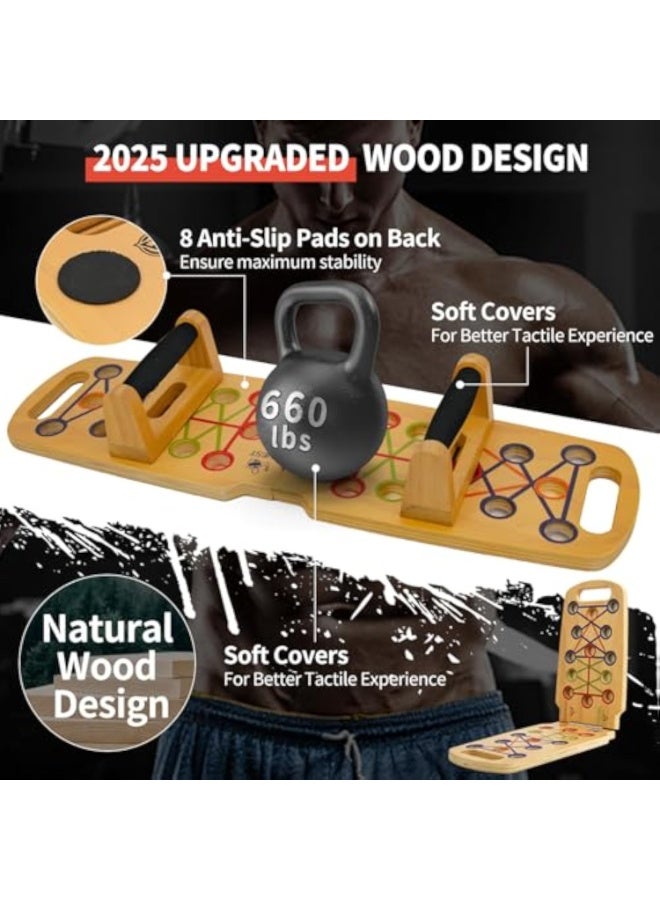Arabest Wooden Portable Push up board, foldable fitness strength training pushup stand with solid bar grips, 2 handles for floor, professional push up training equipment for man and women - Image 4