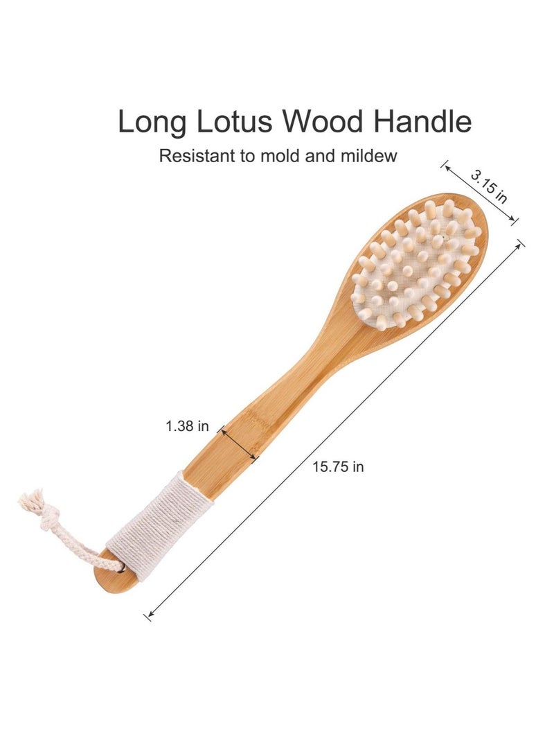 Bath Body Brush Long Handle Back SPA Clean Natural Bristle Shower Brushes Improves Blood Circulation Exfoliates Skin Health Wet Or Dry Scrubber Yellow - Image 5