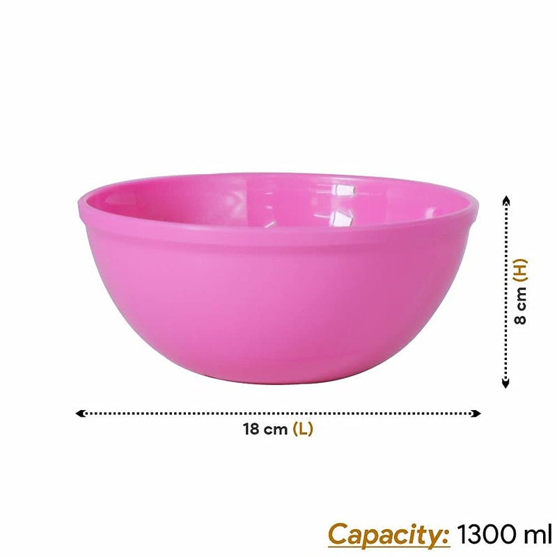 Wonder Sigma 1500 Microwave Safe Multipurpose Plastic Bowl Set, 6 pc Bowl 1300 ml, Pink Color - Image 2