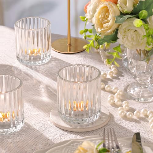 Lanttu Glass Large Votive Candle Holder Set of 8, Tea Lights Candle Holders for Wedding Table Centerpieces, Boho Decor, Home Dinner Birthday Party Decor, Bridal Shower and Holiday Decorations - Image 5