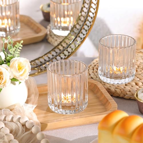 Lanttu Glass Large Votive Candle Holder Set of 8, Tea Lights Candle Holders for Wedding Table Centerpieces, Boho Decor, Home Dinner Birthday Party Decor, Bridal Shower and Holiday Decorations - Image 4