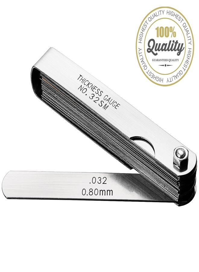 Universal Feeler Gauge Set Stainless Steel Thickness Gauge 32 Blades 0.04-0.88 mm (0.0015-0.035 Inch) Metric/Imperial for Measuring Gap Width and Thickness for Guitar, Spark Plug, Piston Measure  - Image 5