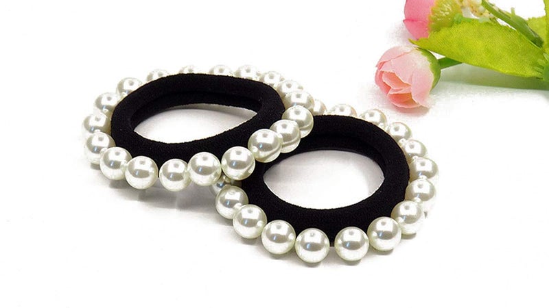 Suoirblss 5 PCS Beauty Hair Accessories with Elegant Imitation Pearls - Hair Ties, Bands, Ponytail Knots, and Bracelet (B#) - Image 1