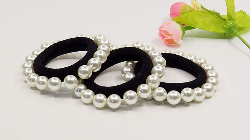 Suoirblss 5 PCS Beauty Hair Accessories with Elegant Imitation Pearls - Hair Ties, Bands, Ponytail Knots, and Bracelet (B#) - Image 5