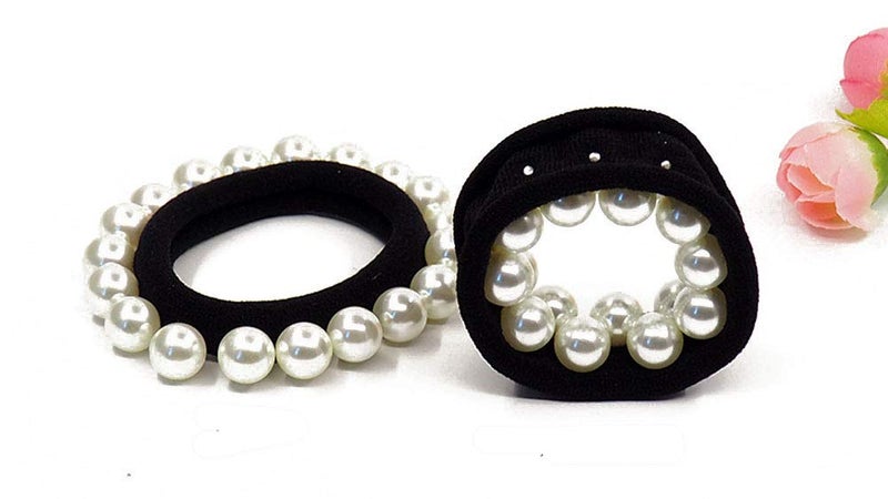 Suoirblss 5 PCS Beauty Hair Accessories with Elegant Imitation Pearls - Hair Ties, Bands, Ponytail Knots, and Bracelet (B#) - Image 3