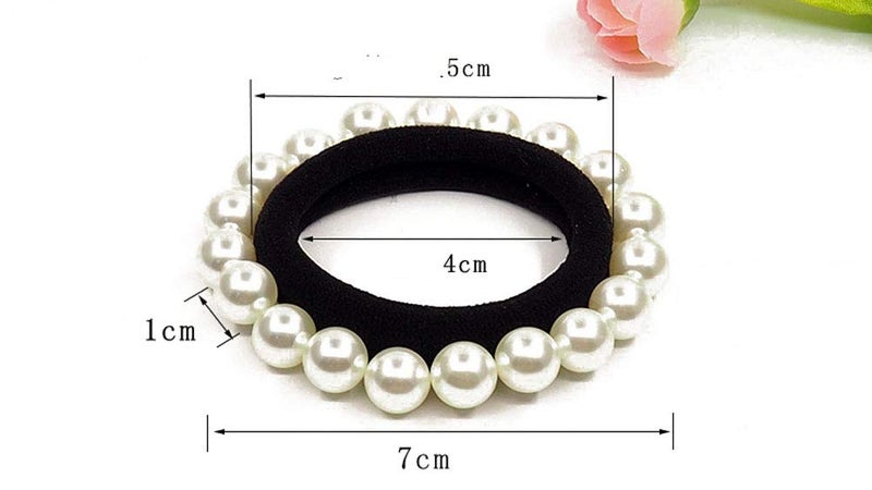 Suoirblss 5 PCS Beauty Hair Accessories with Elegant Imitation Pearls - Hair Ties, Bands, Ponytail Knots, and Bracelet (B#) - Image 2