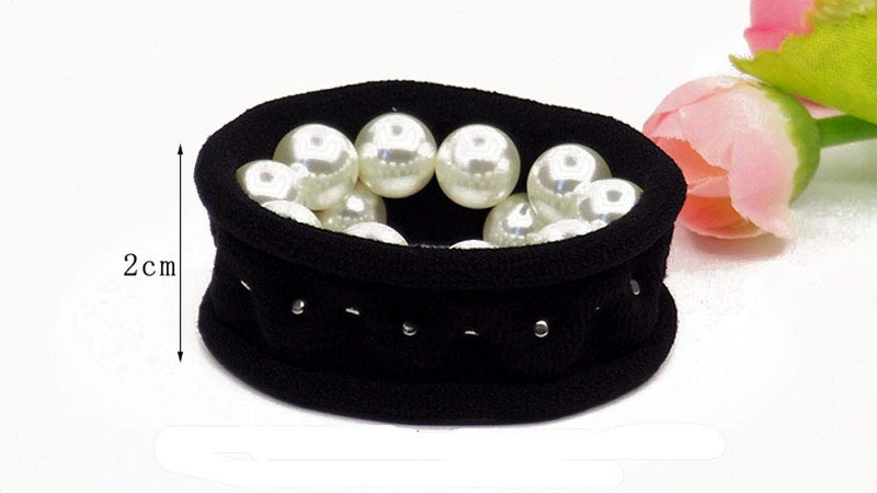 Suoirblss 5 PCS Beauty Hair Accessories with Elegant Imitation Pearls - Hair Ties, Bands, Ponytail Knots, and Bracelet (B#) - Image 4