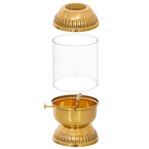 Webelkart Premium Pure Brass Akhand Diya with Adjustable Bati,with Screw Lever for Puja, Akhand Jyot Diya for Diwali Decor Pooja Decor Item 100% Pure Brass (6 Inches) - Image 5