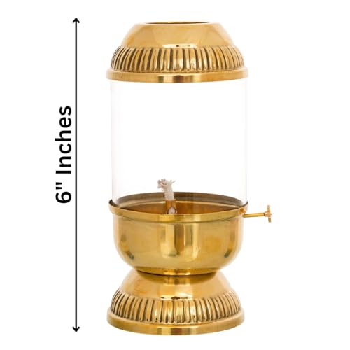 Webelkart Premium Pure Brass Akhand Diya with Adjustable Bati,with Screw Lever for Puja, Akhand Jyot Diya for Diwali Decor Pooja Decor Item 100% Pure Brass (6 Inches) - Image 4