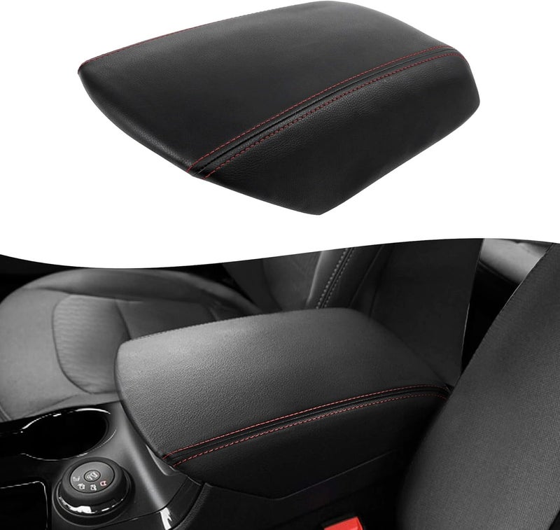 KBH Auto Center Console Armrest Cover for Ford Explorer 2011-2018 - Black with Red Stitch - Image 1