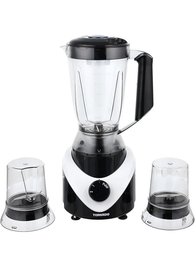 TORNADO - 500W 1.5L Electric Blender with 2 Mills and Sharp Blades in Elegant Black Design High Efficiency for Preparing Juices and Spices with a Stable Base BL5002 - Image 1