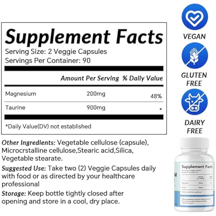 LIIFE Magnesium Taurate 1100mg -180 Vegetarian Capsules-200MG Elemental Magnesium Per Serving - Supports restful Sleep & Helps Maintain Healthy Muscle Function - Image 4