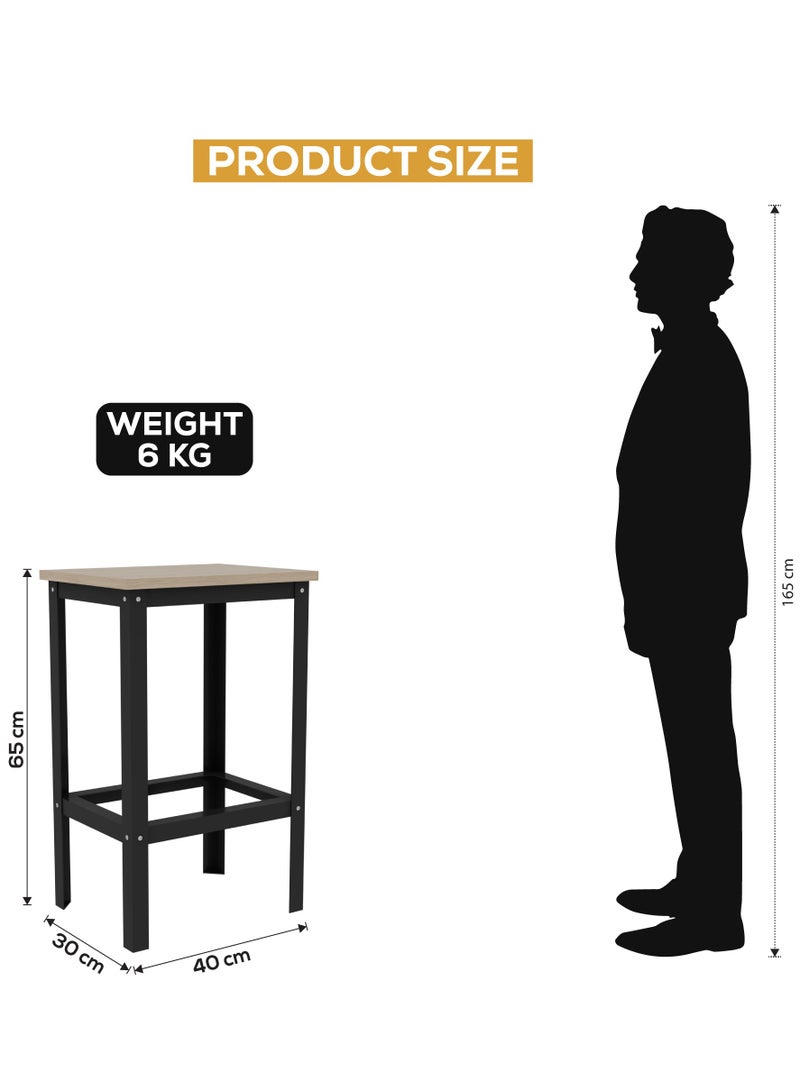 RIGID Bar Stool Chair with Metal Frame and Wooden Top, Rectangle High Barstools Table with Footrest for Bar Lounge Café Office Living Room Home - Image 2