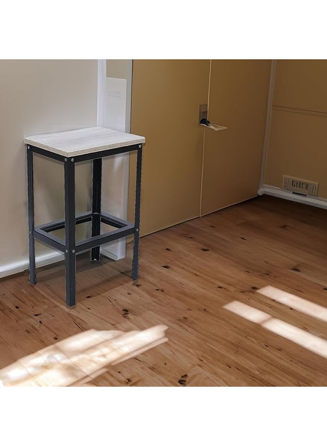 RIGID Bar Stool Chair with Metal Frame and Wooden Top, Rectangle High Barstools Table with Footrest for Bar Lounge Café Office Living Room Home - Image 5