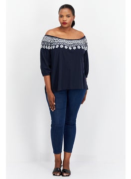 Women Plus Size Off-Shoulder Neckline Short Sleeves Embroidered  Blouse, Navy - pzsku/Z4A58363D17DEFFEC4593Z/45/_/1728336188/255e4b79-453d-4830-a837-86b05eff2aab