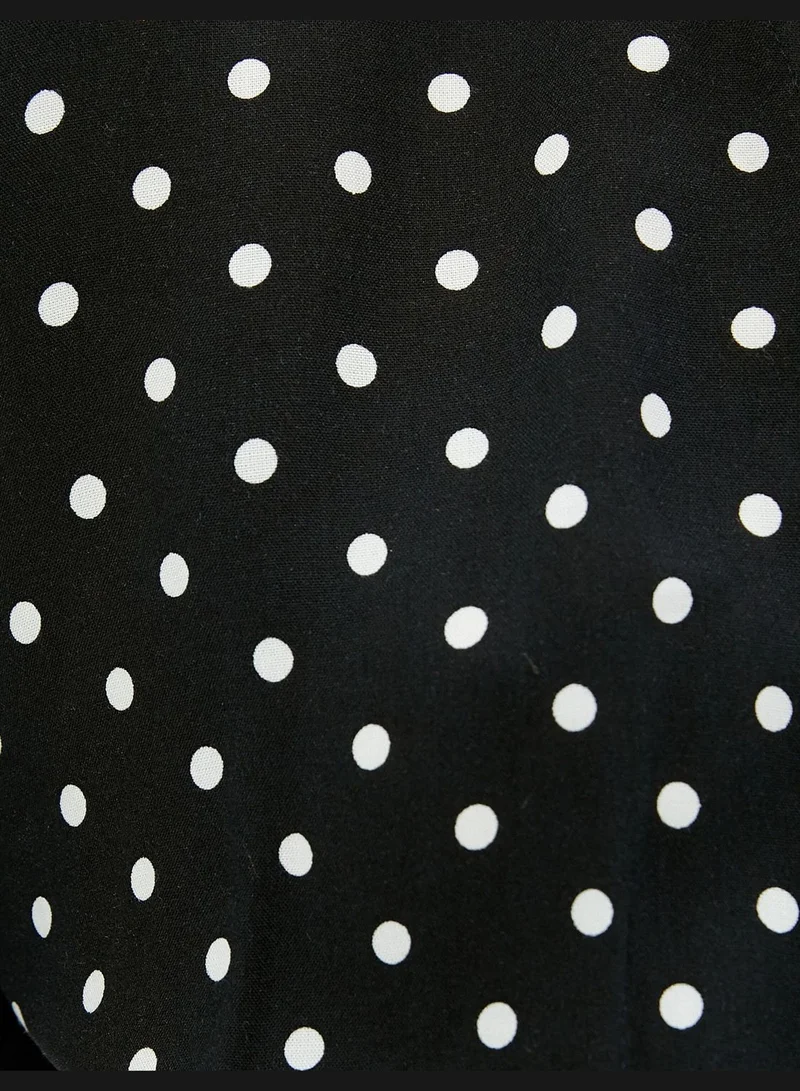 KOTON Polka Dotted Wrapped Short Sleeve Mini Dress Ecovero®Viscose